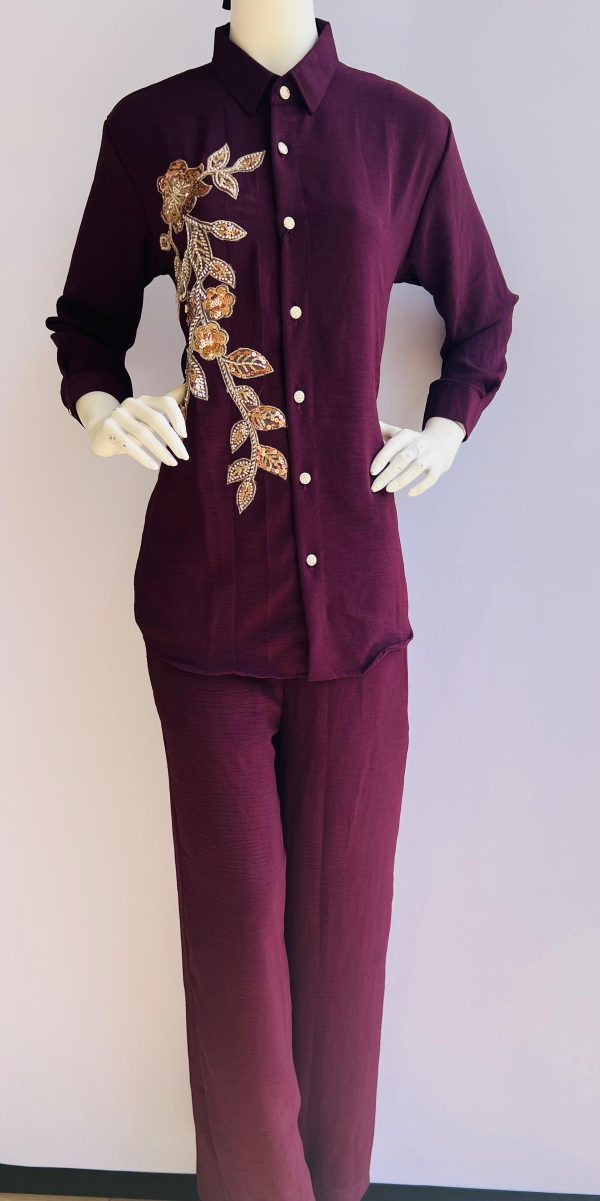 BURGUNDY COLOR CO-ORD SET - Image 2