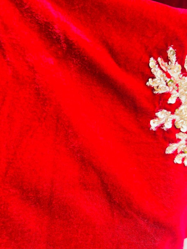Velvet Red Kurta with Gold Embroidery & Beige Trousers - Image 4